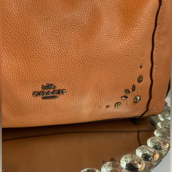 Coach Edie salmon Scalloped Pebble Leather Shoulder Bag - Picture 5 of 16